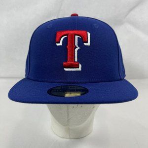 New Era 59FIFTY TEXAS RANGERS Dark Royal Blue FITTED HAT Sz 7 1/4" NWT Hat Club